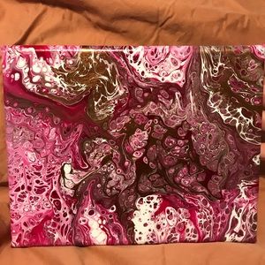 “Chocolate Hearts” 8x10 Acrylic Pour Painting